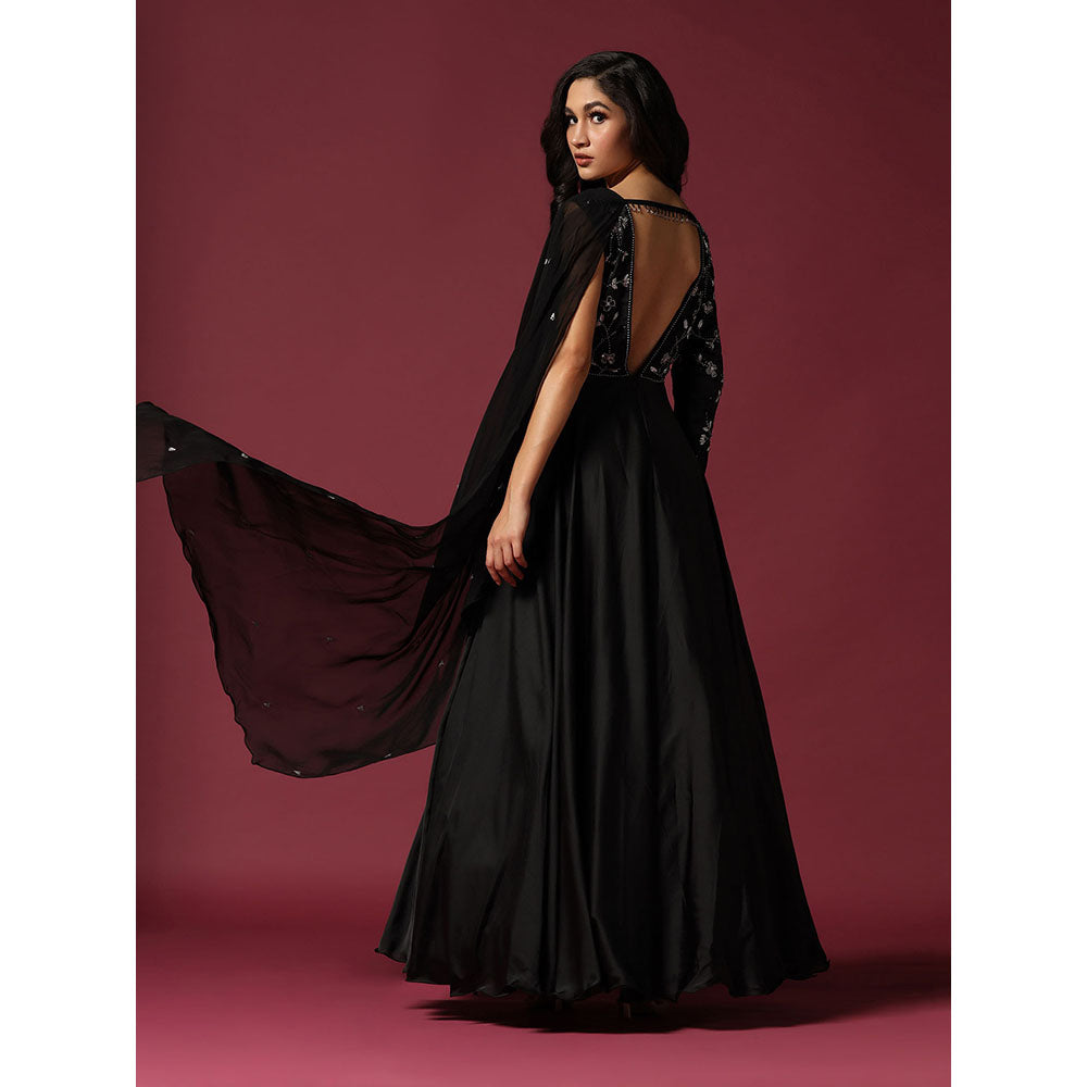 "Two Sisters" by Gyans Black Dress Embellished with Pearl And Cutbeads