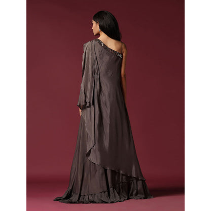 "Two Sisters" by Gyans Grey One Shoulder Drape Dress