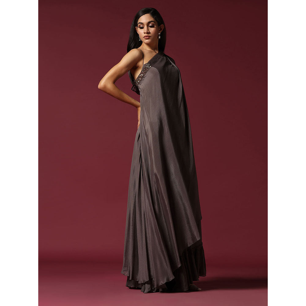 "Two Sisters" by Gyans Grey One Shoulder Drape Dress