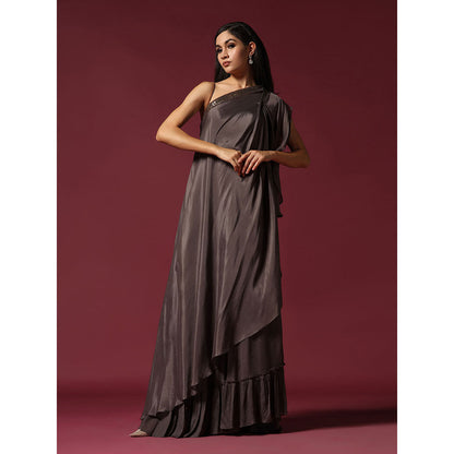 "Two Sisters" by Gyans Grey One Shoulder Drape Dress