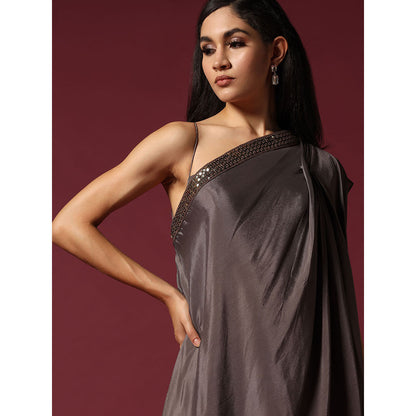 "Two Sisters" by Gyans Grey One Shoulder Drape Dress