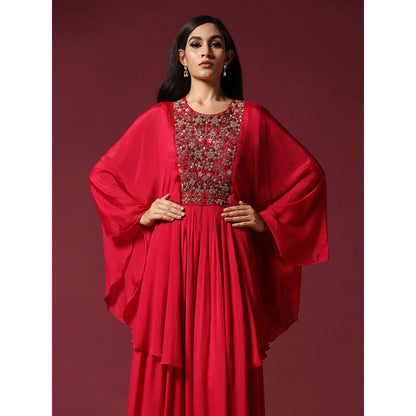 "Two Sisters" by Gyans Hot Pink Kaftan Sleeve Embroidered Dress