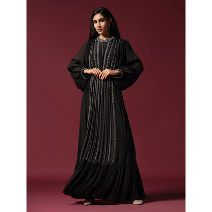 "Two Sisters" by Gyans Black Dress Embellished with Pearls & Belt (Set of 2)