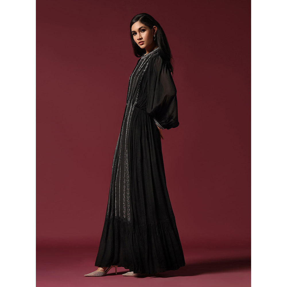 "Two Sisters" by Gyans Black Dress Embellished with Pearls & Belt (Set of 2)