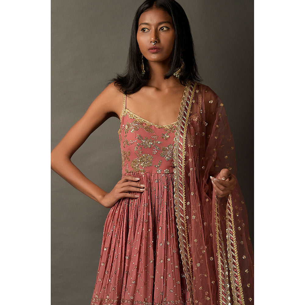 "Two Sisters" by Gyans Pink Peplum Kurta with Dhoti Pant & Dupatta (Set of 3)