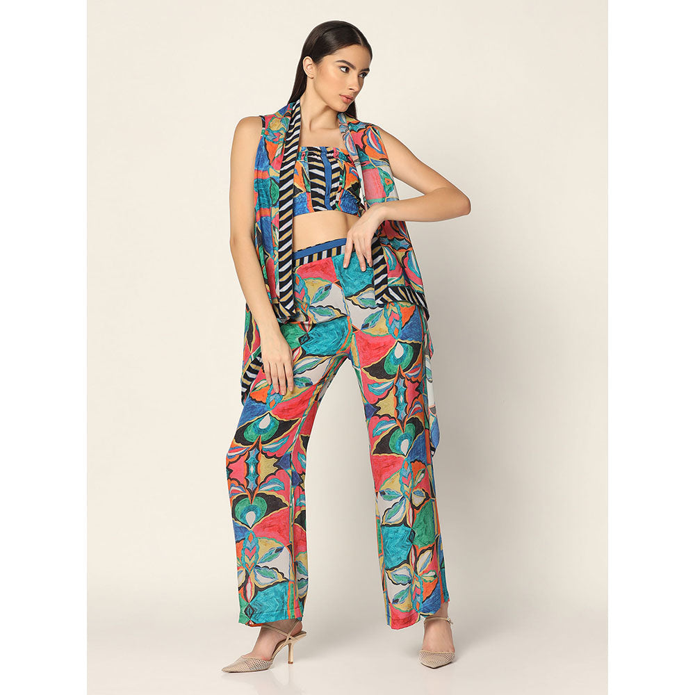 "Two Sisters" by Gyans Multicoloured Printed Co-Ord In Crepe (Set of 3)
