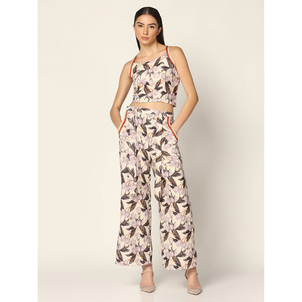 "Two Sisters" by Gyans Off-White Printed Crepe Co-Ord (Set of 2)