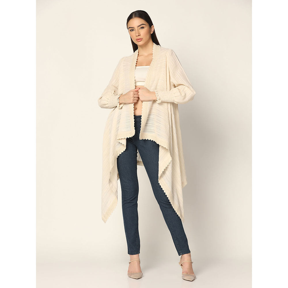 "Two Sisters" by Gyans Cotton Off White Shrug