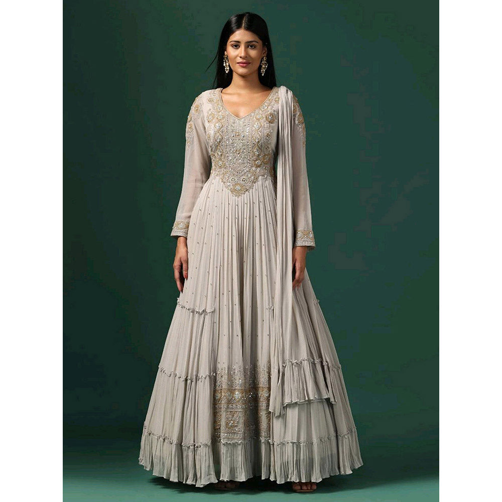 "Two Sisters" by Gyans Grey Anarkali with Dupatta (Set of 2)