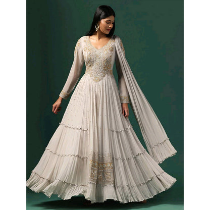 "Two Sisters" by Gyans Grey Anarkali with Dupatta (Set of 2)