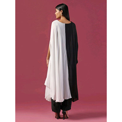 "Two Sisters" by Gyans Black Kaftan with Pant (Set of 2)