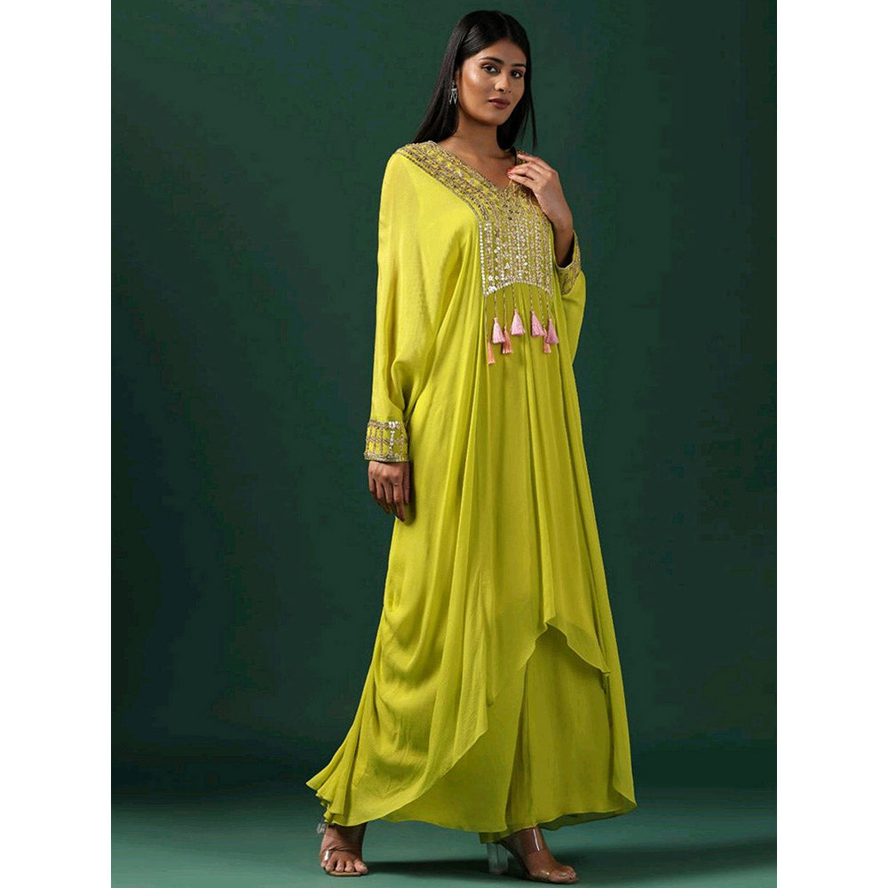 "Two Sisters" by Gyans Green Kaftan with Pant (Set of 2)