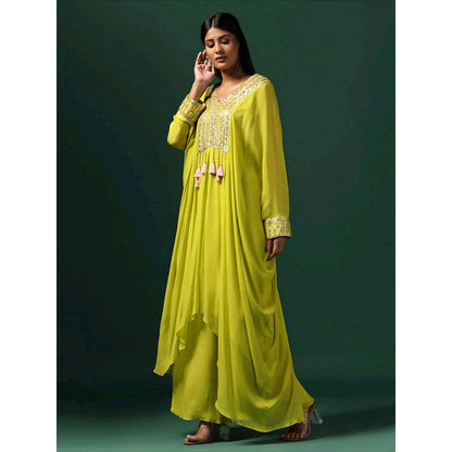 "Two Sisters" by Gyans Green Kaftan with Pant (Set of 2)