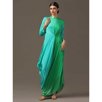 "Two Sisters" by Gyans Green Draped Dress