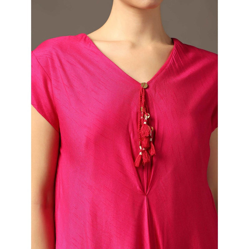 "Two Sisters" by Gyans Pink Shaded High Low Layered Dress