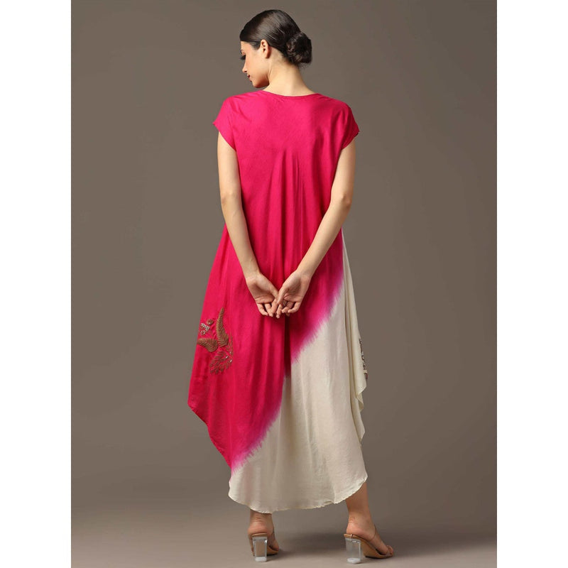 "Two Sisters" by Gyans Pink Shaded High Low Layered Dress