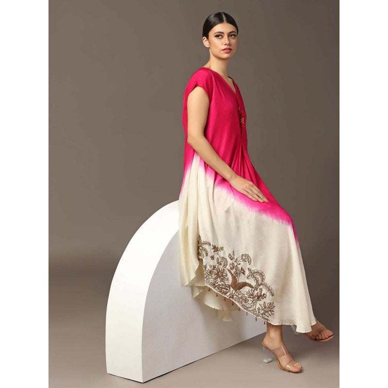 "Two Sisters" by Gyans Pink Shaded High Low Layered Dress