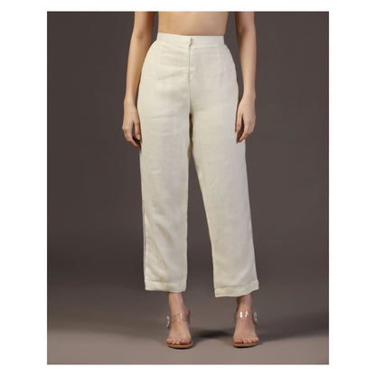 "Two Sisters" by Gyans Black 3D Shadow Floral & Applique Work Kurti With Pant (Set of 2)