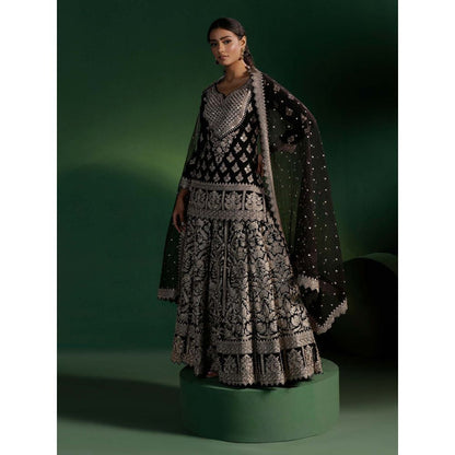 "Two Sisters" by Gyans Black Sequins Zari Work Kurti with Lehenga and Dupatta (Set of 3)