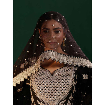 "Two Sisters" by Gyans Black Sequins Zari Work Kurti with Lehenga and Dupatta (Set of 3)