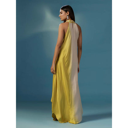"Two Sisters" by Gyans Dove Grey And Yellow Sundowner Dress