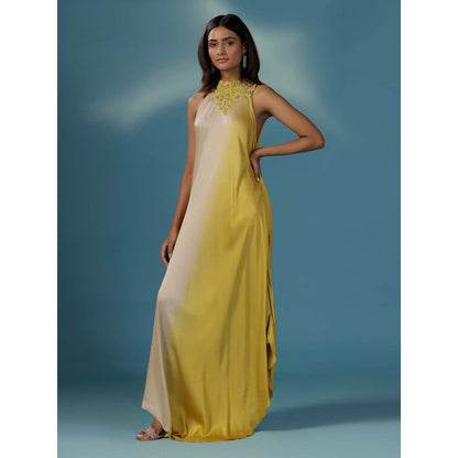 "Two Sisters" by Gyans Dove Grey And Yellow Sundowner Dress