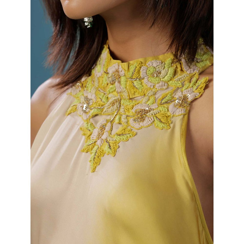 "Two Sisters" by Gyans Dove Grey And Yellow Sundowner Dress