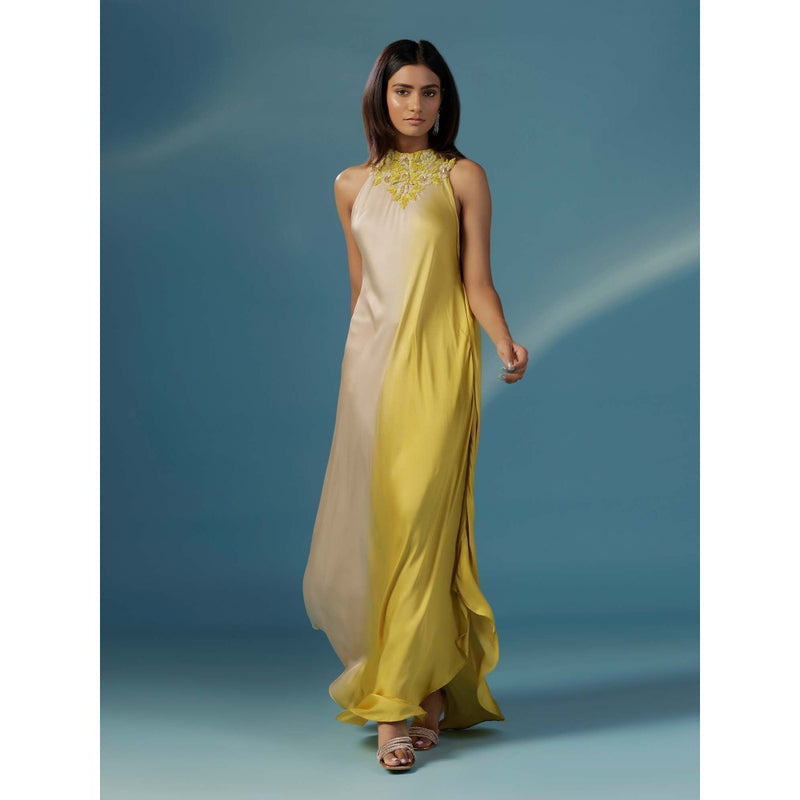 "Two Sisters" by Gyans Dove Grey And Yellow Sundowner Dress