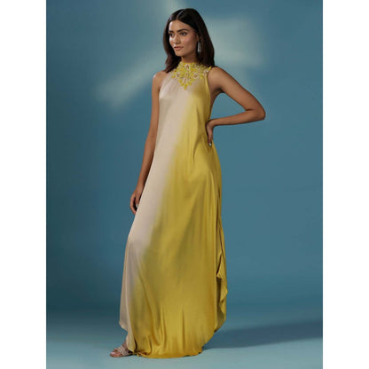 "Two Sisters" by Gyans Dove Grey And Yellow Sundowner Dress