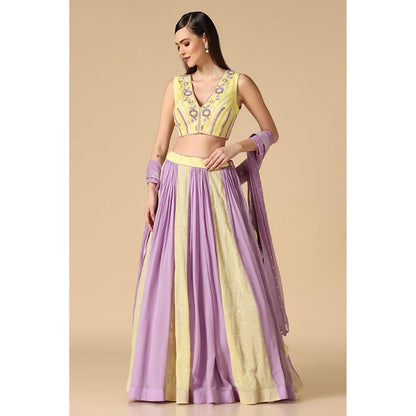 "Two Sisters" by Gyans Yellow Lehenga With Blouse And Dupatta