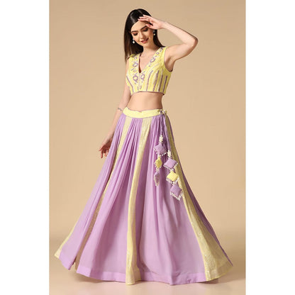 "Two Sisters" by Gyans Yellow Lehenga With Blouse And Dupatta
