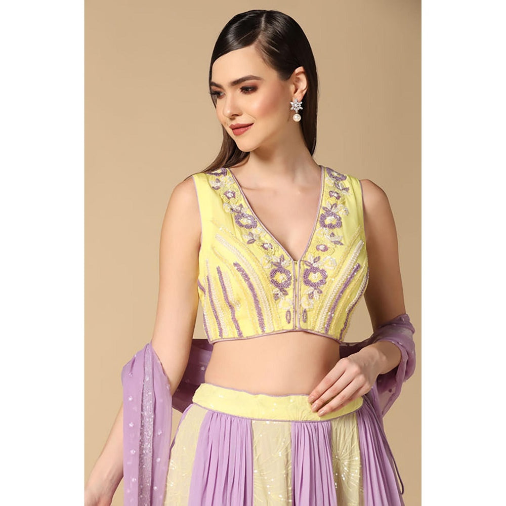 "Two Sisters" by Gyans Yellow Lehenga With Blouse And Dupatta