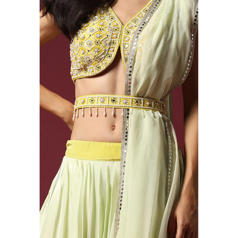 "Two Sisters" by Gyans Shaded Yellow Embroidered Ombre Lehenga Set