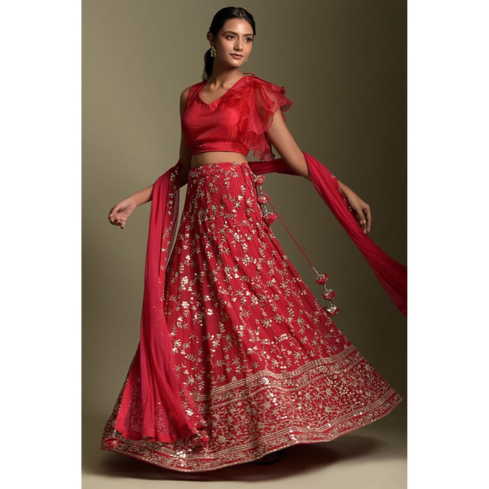 "Two Sisters" by Gyans Rani Pink Sequins Lehenga Set