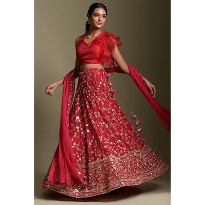 "Two Sisters" by Gyans Rani Pink Sequins Lehenga Set
