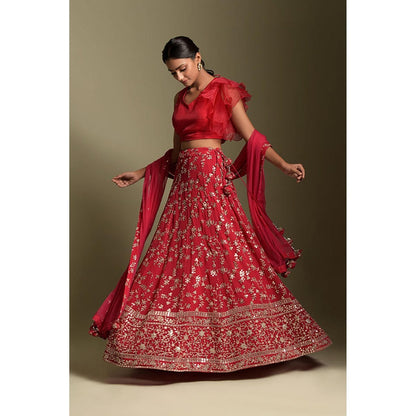"Two Sisters" by Gyans Rani Pink Sequins Lehenga Set