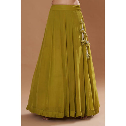 "Two Sisters" by Gyans Green Georgette Chikan Embroidered Kurta Set