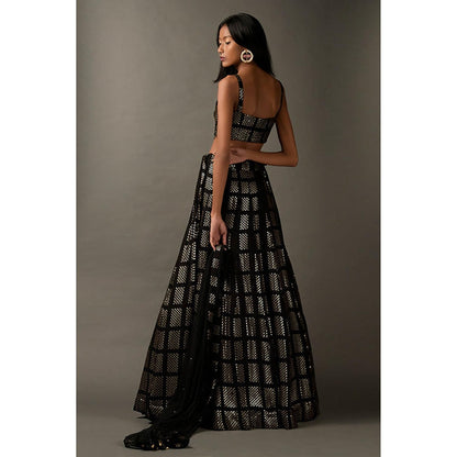 "Two Sisters" by Gyans Black Embellished Lehenga Set