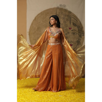 "Two Sisters" by Gyans Orange Georgette Cape Set