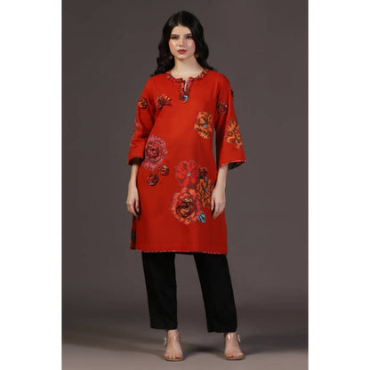 "Two Sisters" by Gyans Ruby Rhapsody Red Applique Printed Work Kurta And Bottom