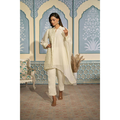 "Two Sisters" by Gyans Ivory Kaftan Set With Pants