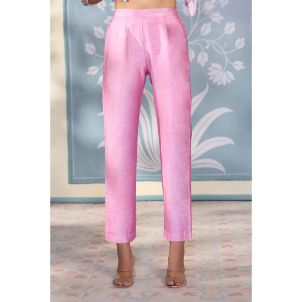 "Two Sisters" by Gyans Lavender Satin Embroidered Round Neck Kurta With Pant And Dupatta