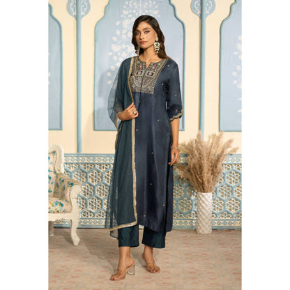 "Two Sisters" by Gyans Embroidered Navy Kurta Set
