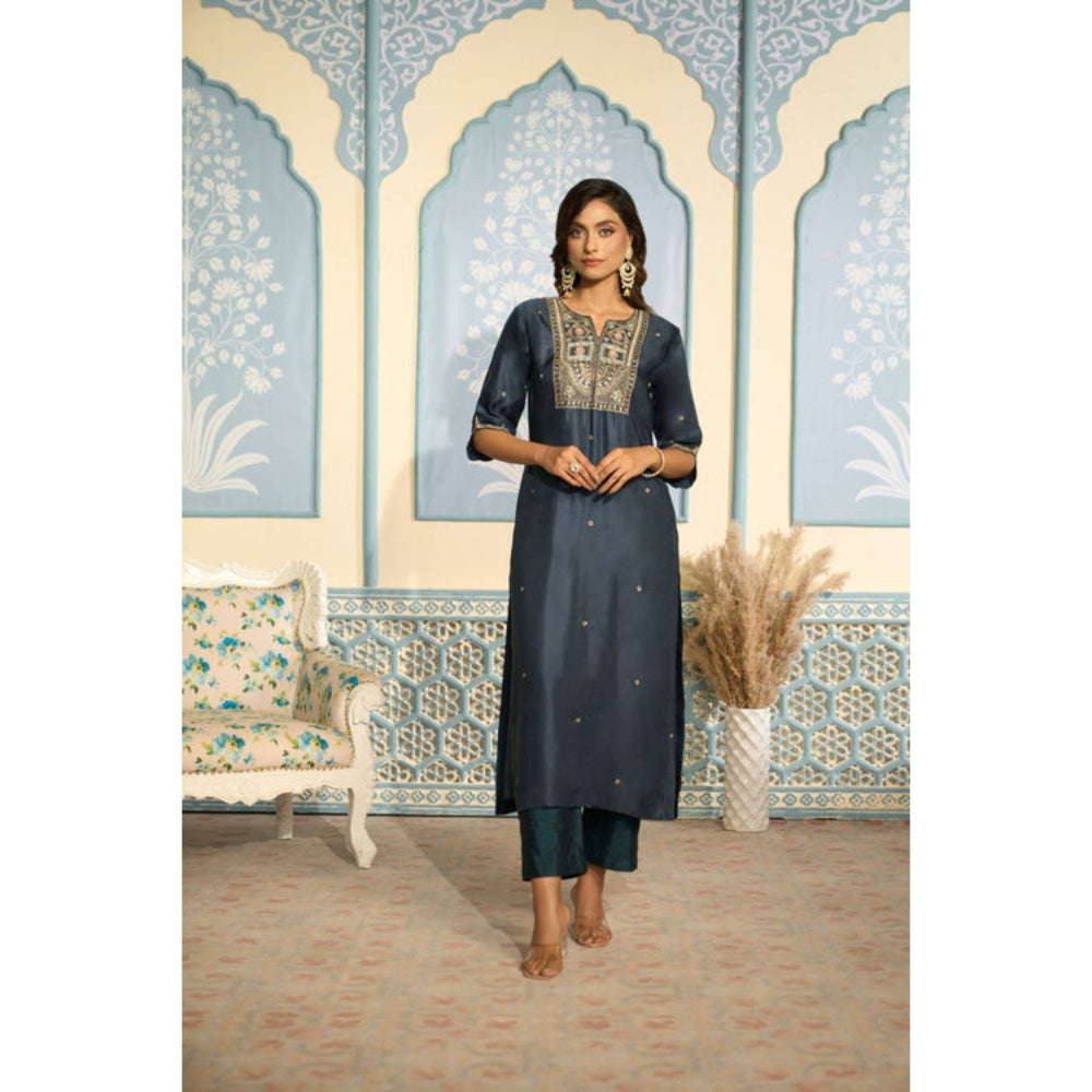 "Two Sisters" by Gyans Embroidered Navy Kurta Set