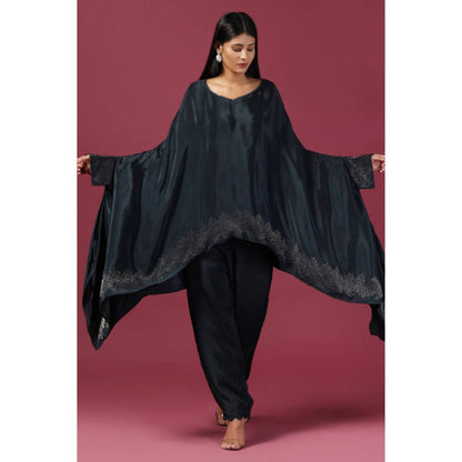 "Two Sisters" by Gyans Navy Blue Crepe Tunic With Pants