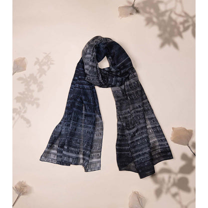 UNALLUME BY NISHA Navy Nightscape Silk Scarf