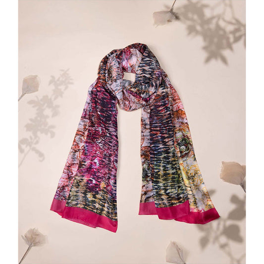 UNALLUME BY NISHA Skyline Blooms Silk Scarf