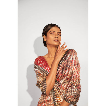 UNALLUME BY NISHA Blossom Mirage Floral Silk Saree with Unstitched Blouse - Multi-Color