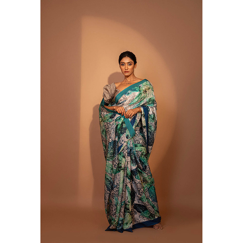 UNALLUME BY NISHA Orchid Dreams Silk Saree with Unstitched Blouse - Multi-Color