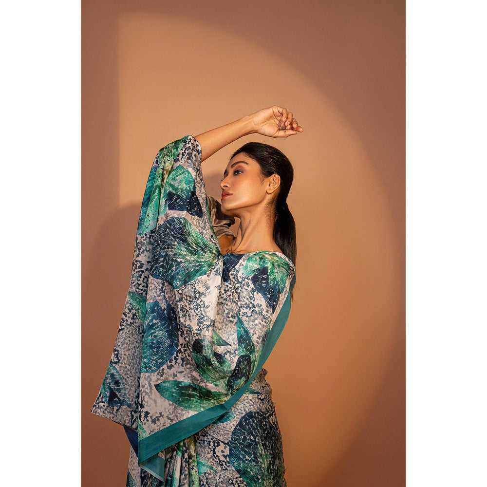 UNALLUME BY NISHA Orchid Dreams Silk Saree with Unstitched Blouse - Multi-Color